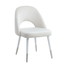 White and White Gloss Padded Side Chair (Set of 2) B062P209296