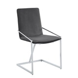 Grey and Chrome Side Chair with Metal Base (Set of 2) B062P209297