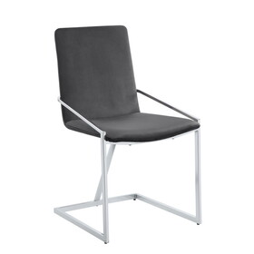 Grey and Chrome Side Chair with Metal Base (Set of 2) B062P209297