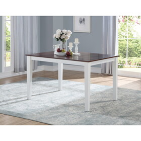 White and Walnut Dining Table with Tapered Leg B062P209309