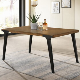 Walnut and Black Extendable Dining Table with 2 Leaf B062P209310