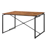 Oak and Black Dining Table with Metal Sled Base B062P209311