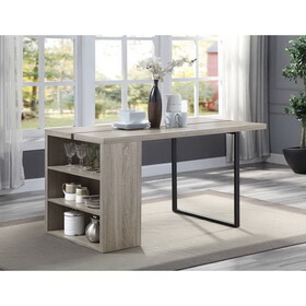 Grey Oak and Black 2- Shelf Dining Table B062P209315