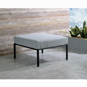 Grey and Black Patio Ottoman with Metal Tube Legs B062P209338