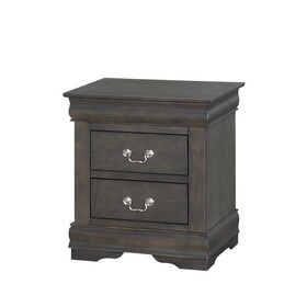 Dark Grey 2-Drawer Nightstand B062P209407