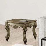 Gold Patina and Bone End Table with Scrolled Leg B062P209409