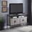 Grey Oak and Black 4-Door TV Stand B062P209415