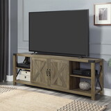 Rustic Oak TV Stand 2-Door TV Stand with 2-Shelf B062P215421