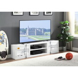 White 2-Door 2-Shelf TV Stand with Container Lock B062P215422