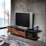 Walnut and Black 2-Drawer TV Stand with 1 Shelf B062P215423