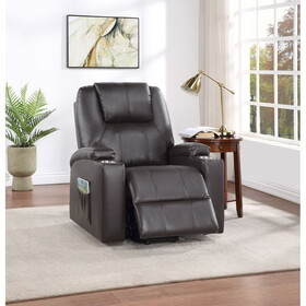 Brown 2-Cup Holder Power Lift Recliner