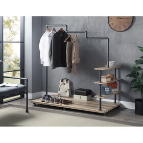 Oak and Sandy Grey 4-Shelf Hanger Rack B062P215461