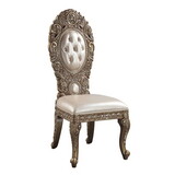 Ivory and Gold Side Chair with Tufted Back (Set of 2) B062P215488