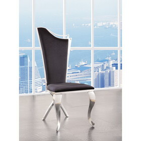 Black and Stainless Steel Side Chair with X-Shaped Back Leg (Set of 2) B062P215490