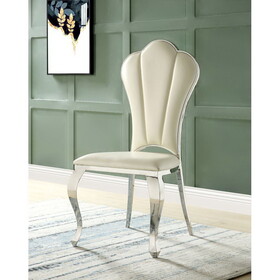 Beige Side Chair with Tufted Back (Set of 2)