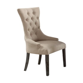 Beige and Weathered Espresso Tufted Side Chair (Set of 2) B062P215496