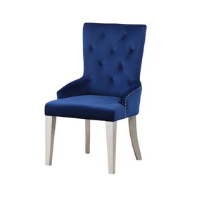 Blue and Antique Platinum Tufted Side Chair B062P215507