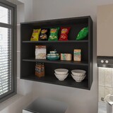 Black Wall Cabinet with Open Storage