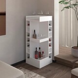White Corner Bar Cabinet with Wine Rack and Open Shelf