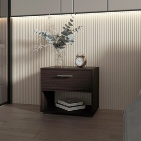 Stained Walnut Nightstand with 1-Drawer B062P290276