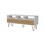 White and Natural Oak TV Stand with 2 Doors and Open Storage B062P290286
