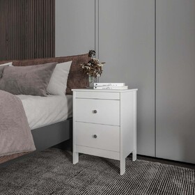 White Nightstand with 2 Drawers B062P323159