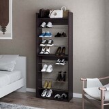 Wengue Tall Open Shoe Rack with Metal Rails and Multi-Tier Shelves B062P323162