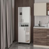 White Kitchen Pantry with Open Storage and 2 Doors B062P323174