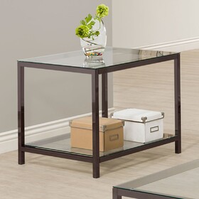 Weston Black Nickel 1-Shelf Glass Top Side End Table B062P328664