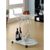 Allen White and Chrome 2-Tier Glass Shelf Metal Bar Cart B062P328689