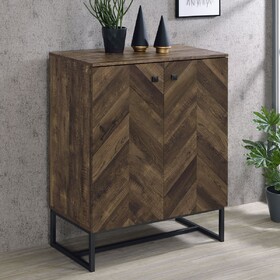 Sager Rustic Oak and Gunmetal 4-Shelf Accent Cabinet B062P351426
