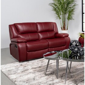 Elodie Red Upholstered Motion Reclining Loveseat B062P354075