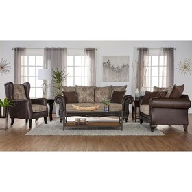 Brookridge Brown Rolled Arm Loveseat B062P354078