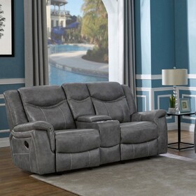 Carmen Cool Grey Motion Loveseat with Storage B062P357777