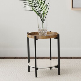 Cowper Natural and Black Round End Table B062P374083