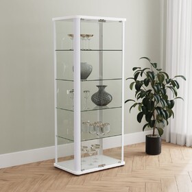 Nevra White 5-shelf Display LED Curio Cabinet