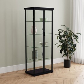 Nevra Black 4-shelf Display LED Curio Cabinet