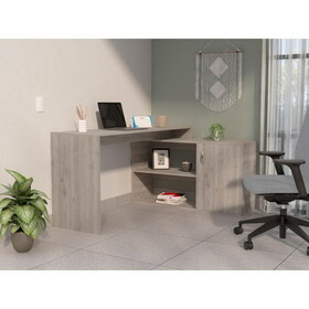 Ridley 2-Shelf L-Shaped Writing Desk Light Gray B062S00011
