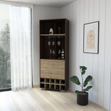 Paso Robles 10-Bottle 3-Shelf Corner Bar Cabinet Dark Oak and Pine B062S00016