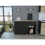 Sayville 2-Drawer 2-Shelf Kitchen Island Black Wengue B062S00029