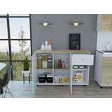 Sayville 2-Drawer 2-Shelf Kitchen Island White and Pine B062S00030