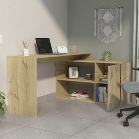 Lyncliff 1-Drawer 2-Shelf L-Shaped Office Desk Light Oak B062S00036