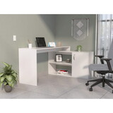 Lyncliff 1-Drawer 2-Shelf L-Shaped Office Desk White B062S00038