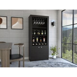 Plympton 3-Shelf Rectangle 5-Bottle Bar Cabinet Black Wengue B062S00084