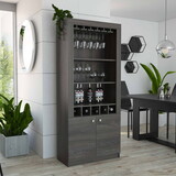 Plympton 3-Shelf Rectangle 5-Bottle Bar Cabinet Carbon Espresso B062S00085