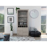 Plympton 3-Shelf Rectangle 5-Bottle Bar Cabinet Light Gray B062S00087