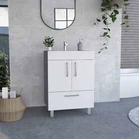 Clifton 2-Door Rectangle Single Bathroom Vanity White B062S00097