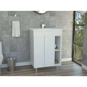 Malden 2-Shelf Rectangle Freestanding Vanity Cabinet White B062S00098