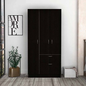Meredith 1-Drawer Rectangle Armoire Black Wengue and White B062S00108