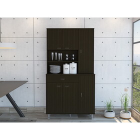 Tigard 1-Shelf 1-Drawer Pantry Cabinet Black Wengue B062S00129